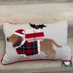 Festive Dachshund Holiday Pillow made by Secret Celebrity